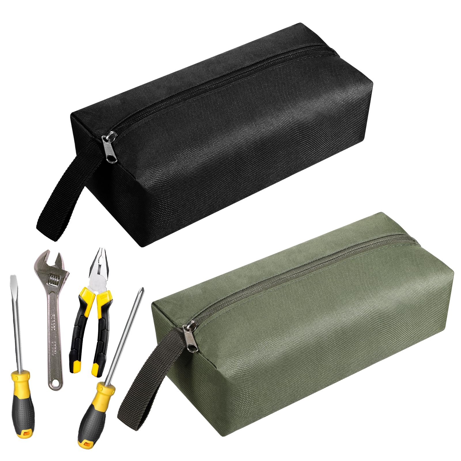 Photo 1 of 2 Pcs Canvas Tool Pouch with Zipper, Multipurpose Small Tool Pouch Screwdriver Tools Bag Suitable for Storing Scattered Electrician Tools Cosmetics Various Items