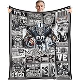 Aposwow Football Throw Blanket Gifts - Sport Team Player Gift for Men, Christmas Birthday Sports Gifts for Boys Football Coach Fan Lovers, Black White Skeleton Cozy Flannel Throw Blanket 59"X 51"