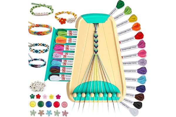 Maynacs Friendship Bracelet Making Kit for Girls 8-12, 28 Pre-Cut Threads | 28 Pre-Cut Threads in 14 Colors, 100 Letter Beads