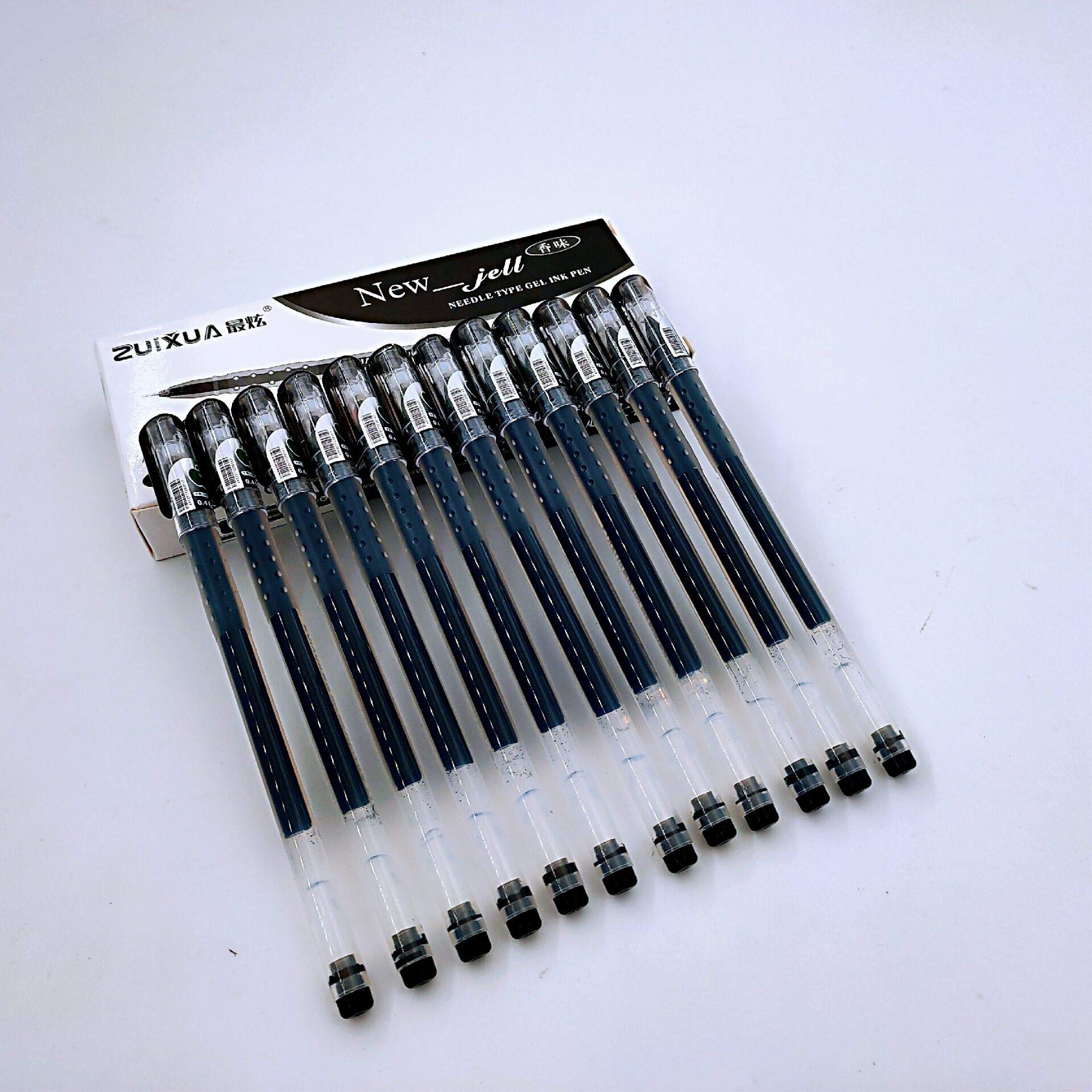 Accod Gel Ink Rollerball Pen Large Capacity Black Gel Ink Pen 0.4mm Fine Line Office & School Supplies Pen Handwriting Supplies Gel Pen Pack of 12-Black