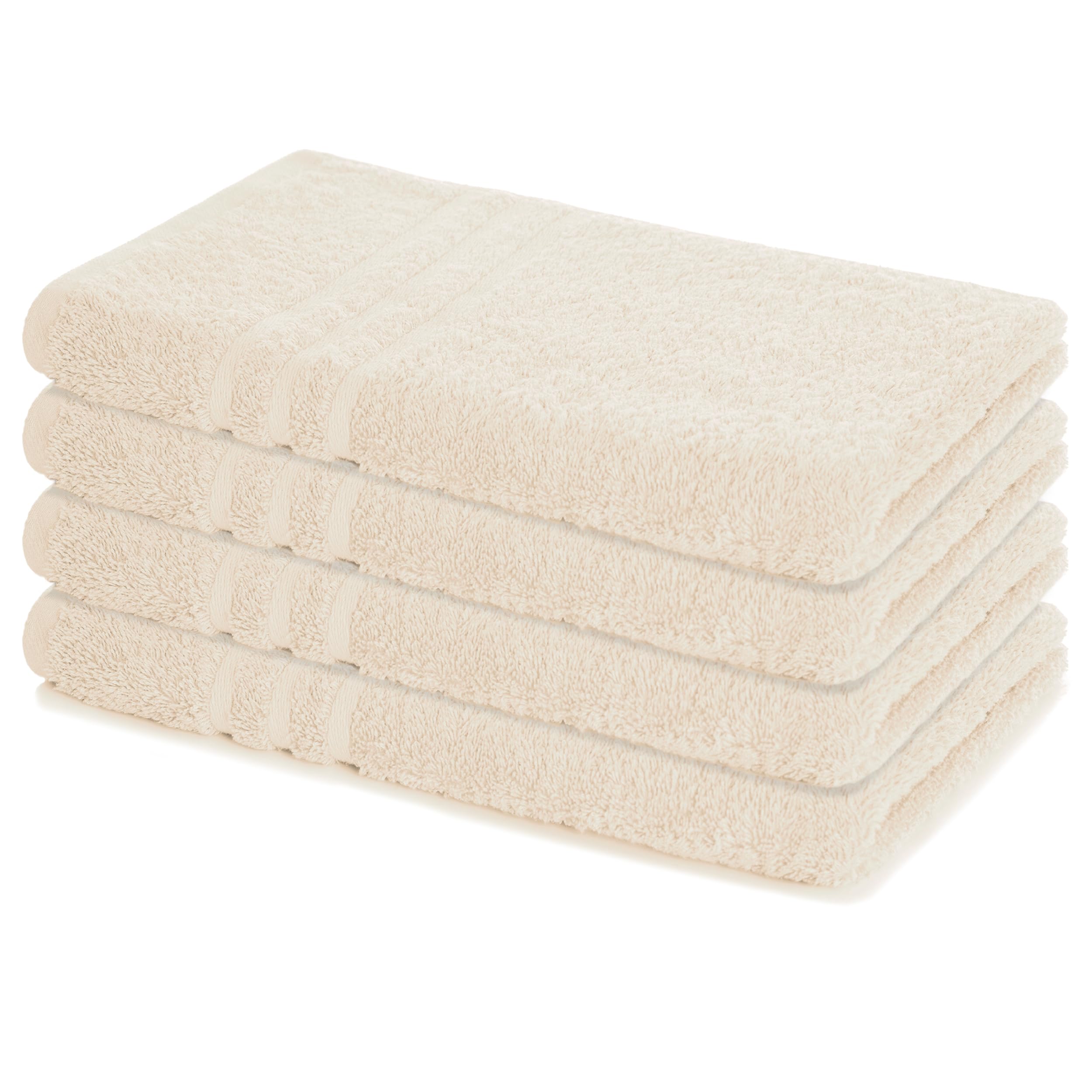 Lavea® 4er Set Handtücher 50x100 cm, Elena Frottiererie, 100% Baumwolle, Frottier Badetuch, saugstark und weich, Sporthandtuch, 60°C waschbar, trocknergeeignet, Handtuch Set, Frottee, Creme