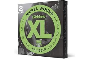 D'Addario EXL165TP Nickel Wound Bass Guitar Strings, Custom Light, 45-105, 2 Sets, Long Scale
