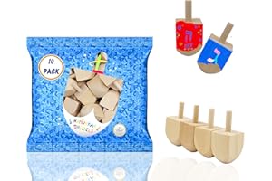 The Dreidel Company Hanukkah Wood Dreidels, Design Your Own Dreidel, DIY 1.5" Inch Unfinished Natural Wooden Chanukkah Dreidels (10-Pack)