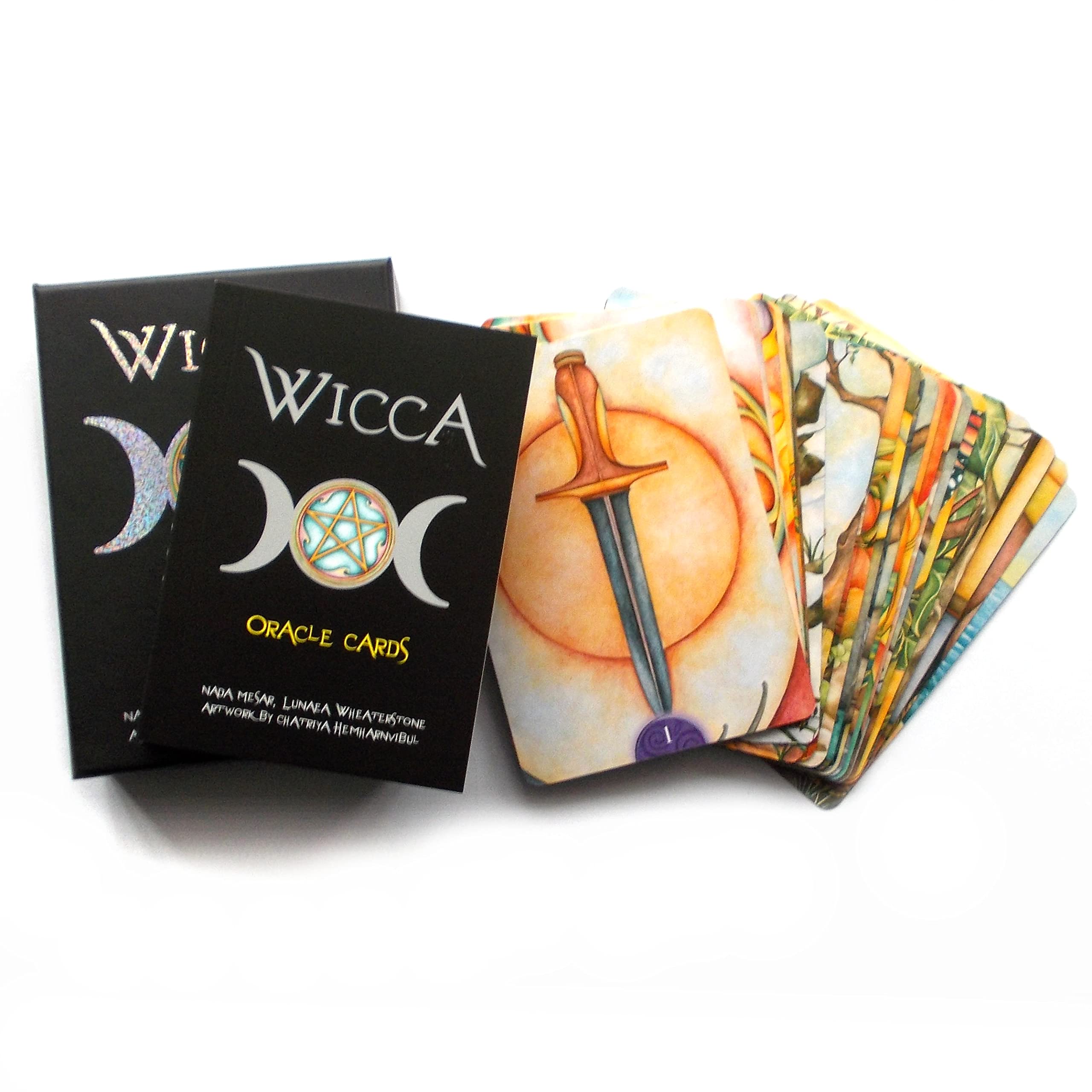 Green Cross Toad Wicca Oracle by Lunaea Wheaterstone Hard Box Set, 32 Inspirational Cards with Multilingual Guidebook