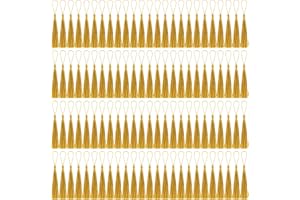 BOUBONI 100 Pcs Bookmark Tassels Bulk Gold Soft Craft Silky Handmade Mini Tassels for Jewelry Making with Loops for DIY Craft