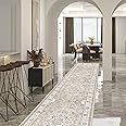 Hallway Washable Runner Rug - 2'6x14 Kitchen Rugs Entryway Rug Runner Vintage Soft Floor Mat Non Slip Indoor Farmhouse Carpet for Bathroom Living Room Bedroom (2'6''x14', Beige)