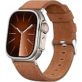 Bandsie Leather Band Compatible with Apple Watch Ultra 3/Ultra 2/Ultra Band 49mm 46mm 45mm 44mm 42mm for Men, Vintage Genuine Suede Leather Wristband Strap for iWatch Series 11 10 9 8 7 6 5 4 SE 3 2 1