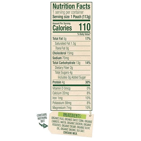 SPROUT ORGANIC BABY FOOD POUCHES STAGE 3, CREAMY VEGETABLES W/ CHICKEN, 4 POUCHES (PACK OF 6) CREAMY VEGETABLES WITH CHICKEN 24 OUNCE