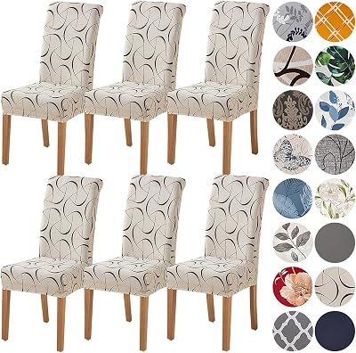 HZDHCLH Chair Covers 6 PCS Stretch Removable Washable Short Dining Protector