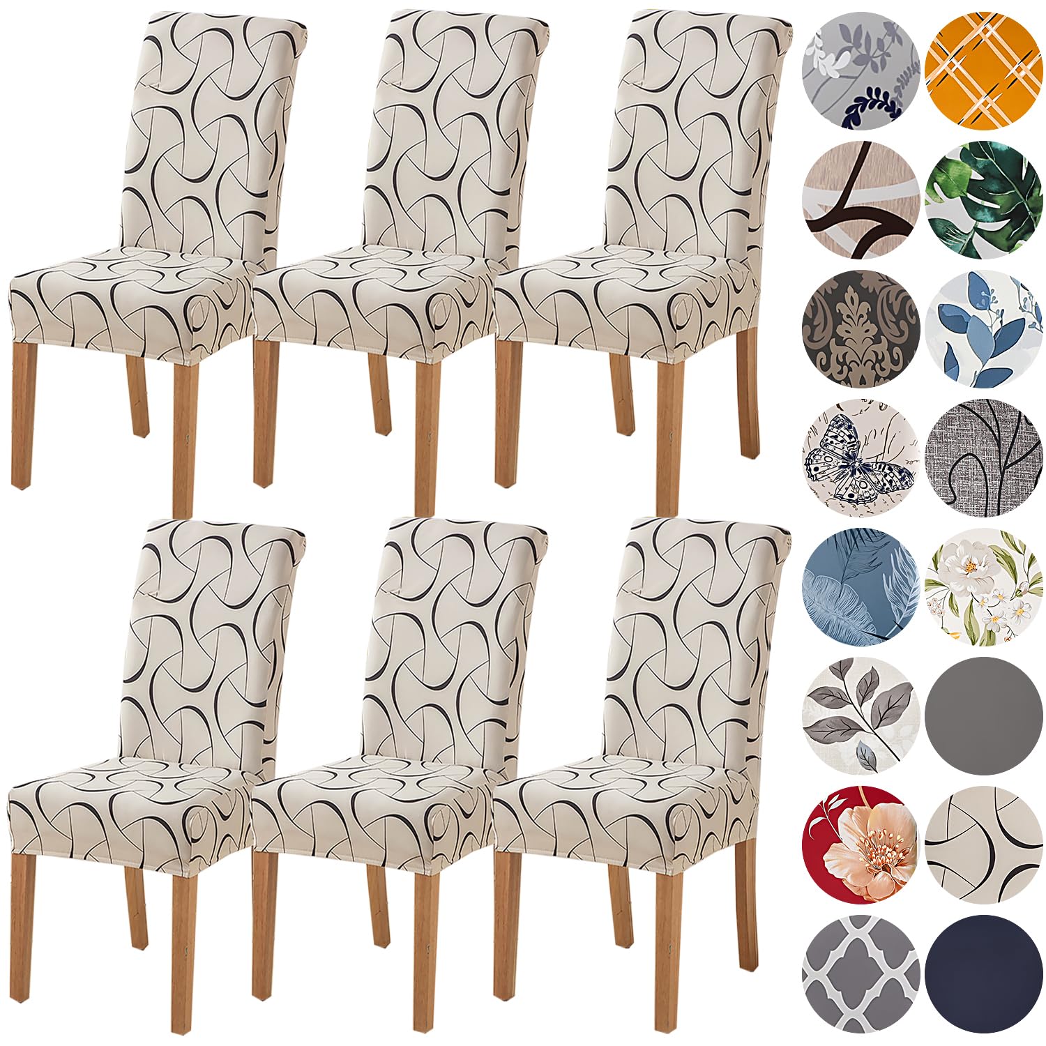 HZDHCLH Chair Covers Slipcovers 4/6 PCs Stretch Removable Washable Short Dining Chair Protector Cover Seat for Hotel,Dining Room,Ceremony (Arbitrarily,6 PCS)