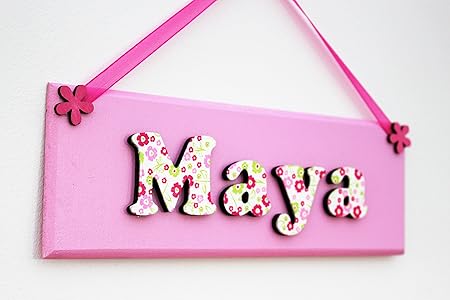 Personalised Handmade Girls Door Sign Flower Power Door