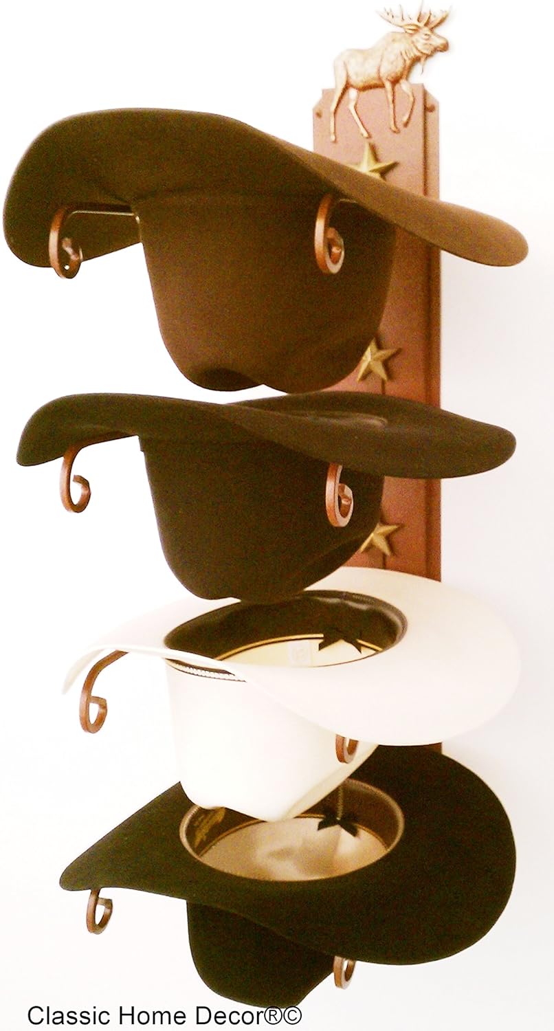 western hat racks on Clothing Closet Storage Mark Christopher Collection American Made Cowboy Hat Rack Moose Hat Racks