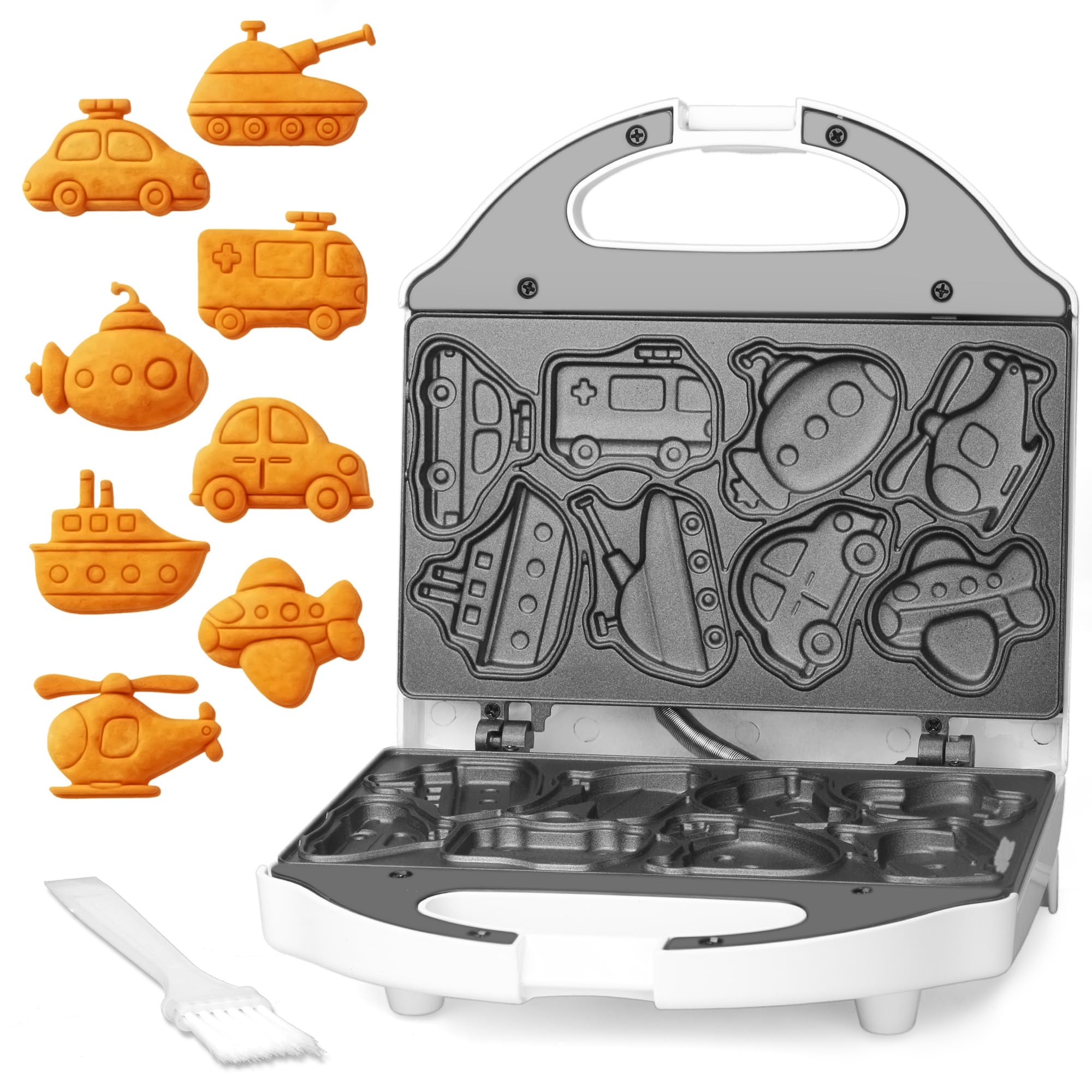 Photo 1 of SugarWhisk Car Waffle Maker for Kids, Halloween & Christmas Mini Waffle Maker, 8 Fun Vehicle Shaped Mini Pancake Maker, Non Stick Surface, Excellent Gift, White