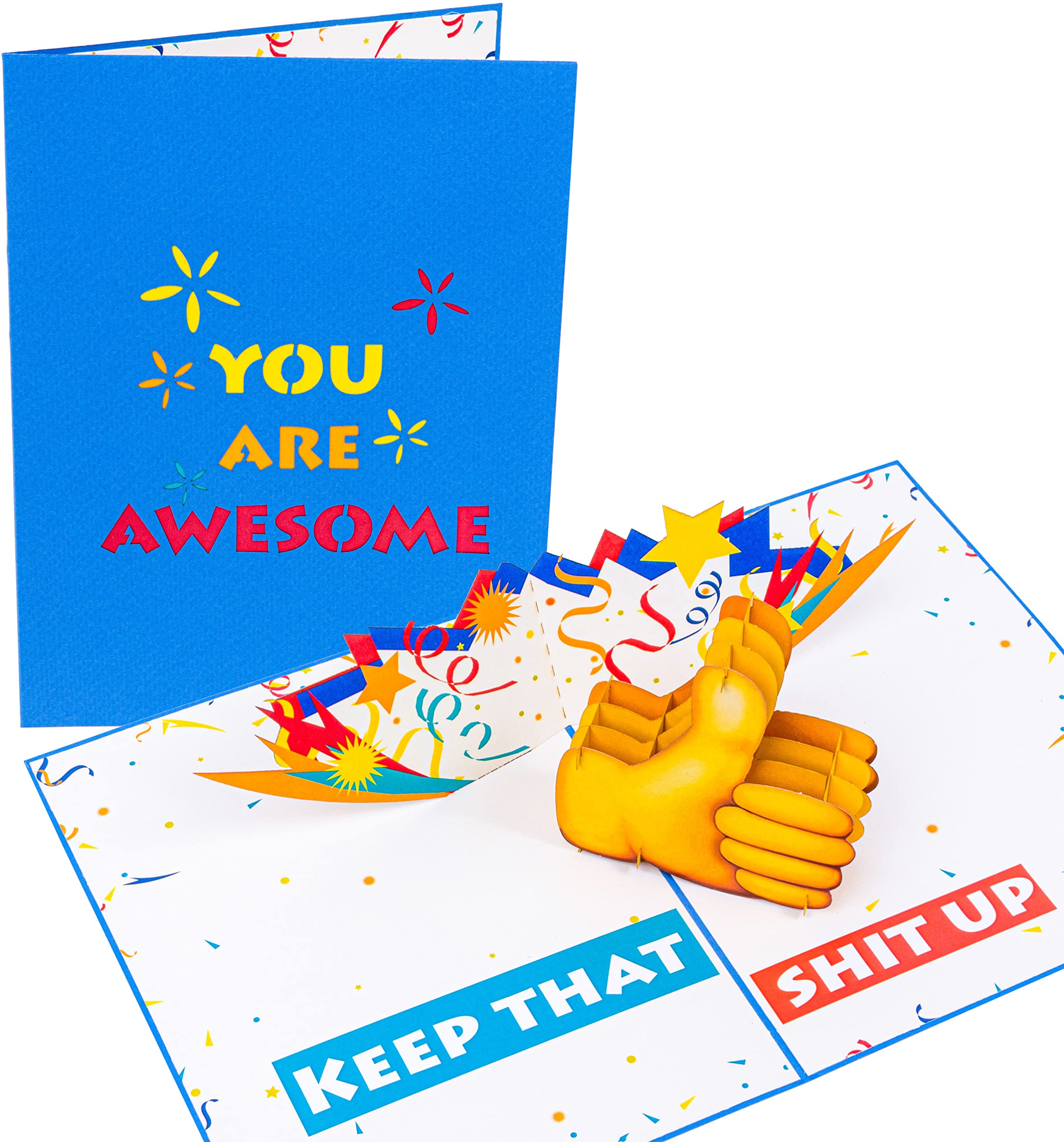 PopLife® Funny You Are Awesome 3D Pop Up Card - Valentine's Day Card, Just Because, Father’s Day, Congratulations, Happy Birthday, Funny Card for Him, Graduation, Get Well Soon, Thumbs Up Emoji