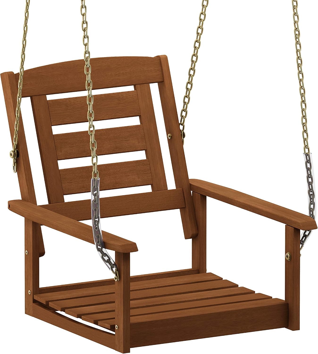 Furinno TIOMAN Porch Swing, Outdoor Single Hanging Wooden Swing with Chain, for Patio Garden, Porch, Natural - Image 4