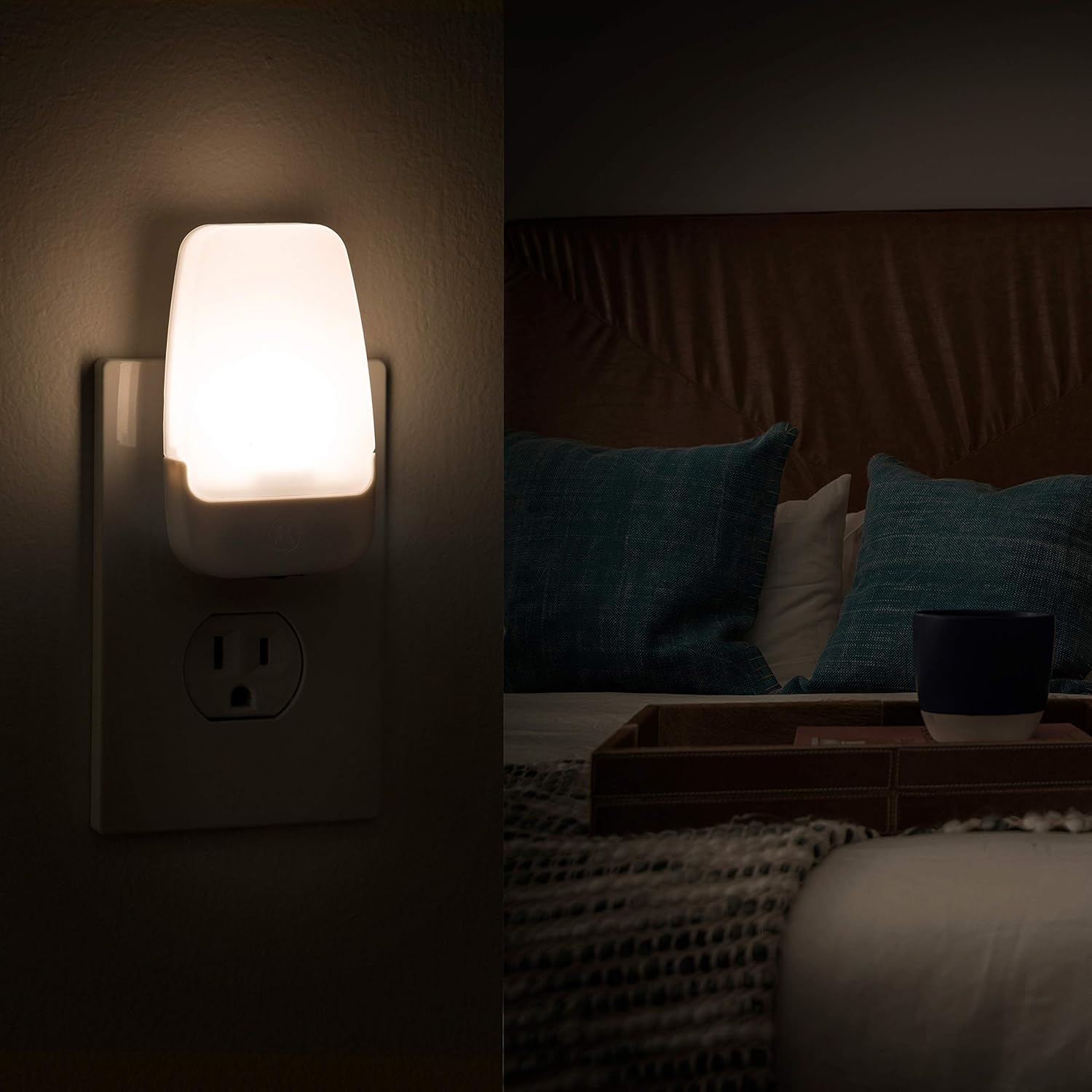 GE 30966 Bright White, 3000K, 2 Pack LED Night Light, Dusk to Dawn Sensor, UL-Listed, Ideal for Kitchen, Home Office, Bedroom, Nursery, Bathroom, 2: Home Improvement