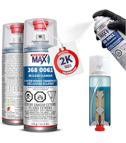 White Spray Paint SprayMax 2K Glamour High Gloss Aerosol Clear - Foto 14