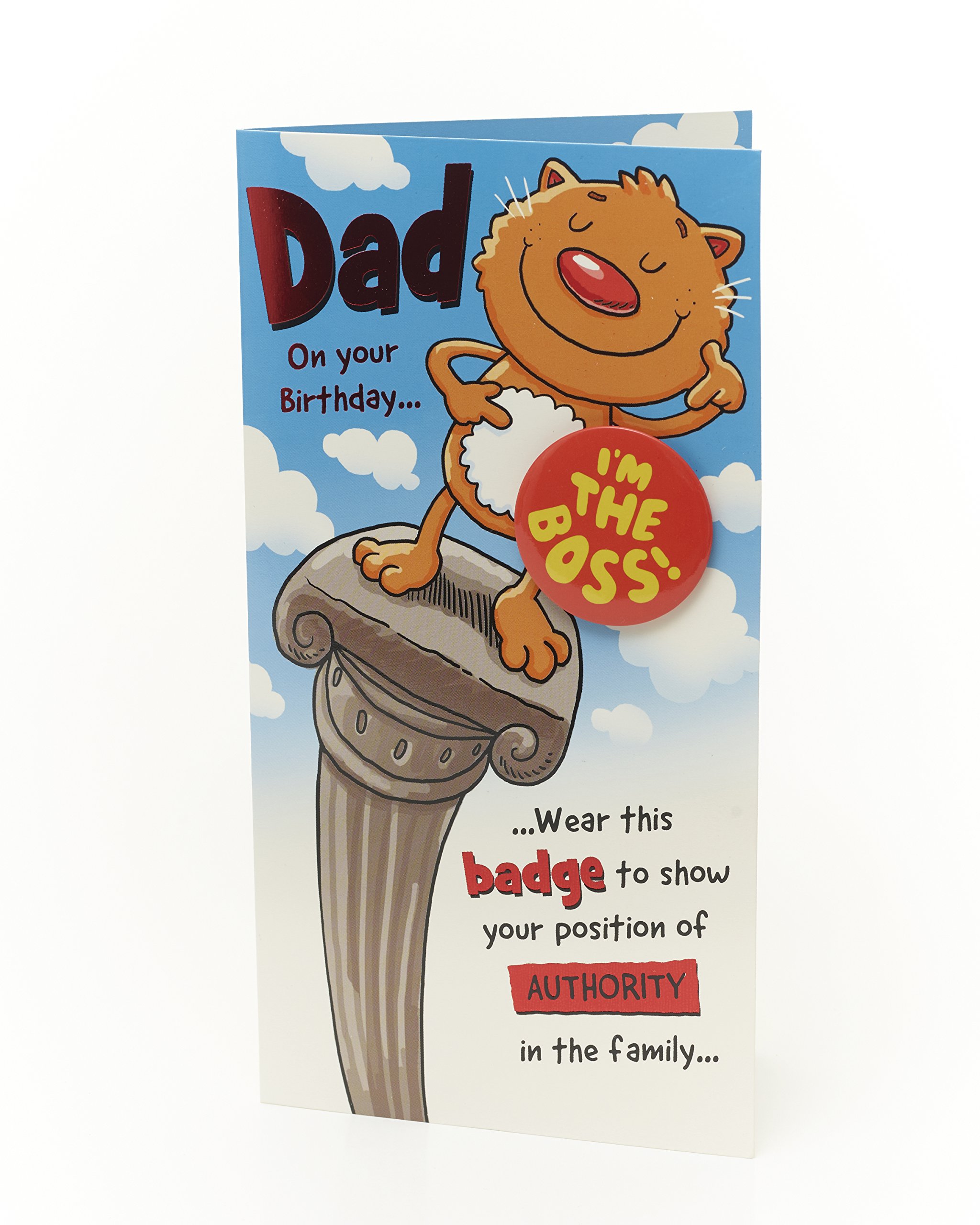 Dad Birthday Card Funny - Dad Birthday Card with Birthday Badge - Gift Card for Him - Birthday Gifts for Him - Gifts for Dad - Funny Birthday Card for Dad - Funny Gifts for Him - Pin Badge Included