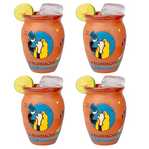 Set of 4 Rancherito Clay Mugs - Set Taza Barro