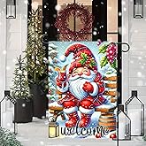 BlissYard Christmas Santa Garden Flag 12x18 Inch Double Sided Holiday Santa Sitting with Lantern Small Outdoor Yard Flag Seasonal Welcome Garden Banner for Porch Lawn Patio Christmas Decor