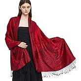 Gragengs Pashmina Shawl Wrap with Ethnic Paisley Two Tone Jacquard Scarf for Women