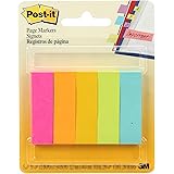 Post-it Page Markers, Assorted Colors , 1/2 in x 2 in, 50 Sheets/Pad, 5 Pads/Pack (670-5AF)