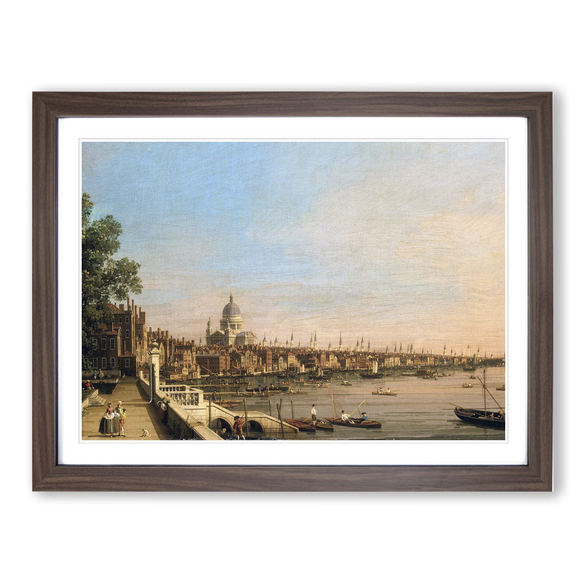 Giovanni Canaletto The Thames, Somerset House Classic Painting Framed Wall Art Print, Ready to Hang Picture for Living Room Bedroom Home Office Décor, Walnut A3 (46 x 34 cm)