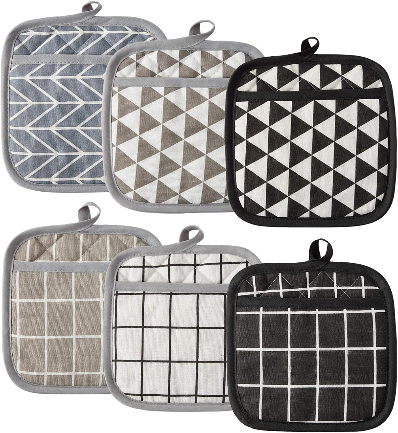 Oucean 6 Pieces Pot Holders Heat Resistant Cotton Pot