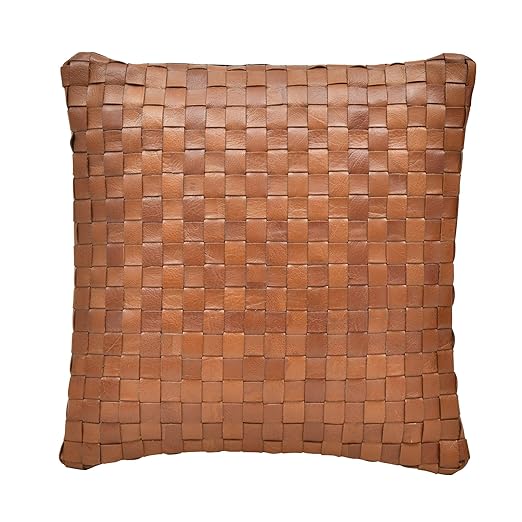 Buy Pretty Homes Quilted Leather Cushion Cover (30X30X1 cm, Brown