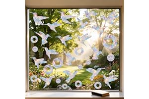 72 Pcs Window Decals to Prevent Bird Strikes - Anti-Collision Window Stickers for Birds, Rainbow Window Clings for Glass Wind