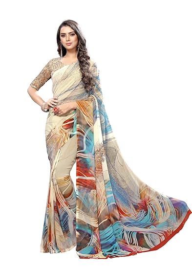 Womens Georgette Digital Printed Saree With Blouse(myraa-21001)