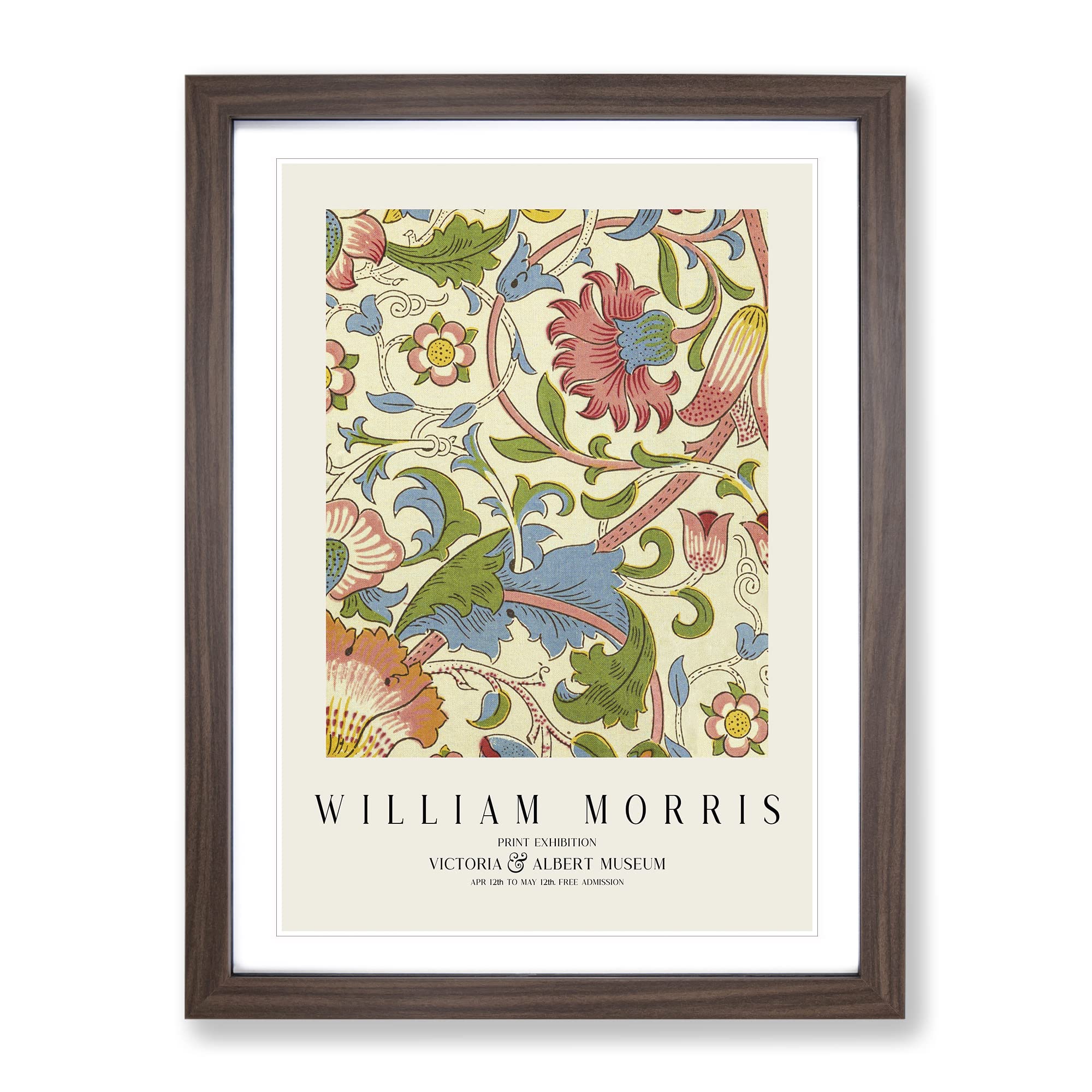 Lodden By William Morris Exhibition Museum Painting Framed Wall Art Print, Ready to Hang Picture for Living Room Bedroom Home Office Décor, Walnut A4 (34 x 25 cm)
