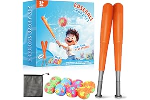 Aooess Baseball Toys for Kids 3-5: Baseball Set with 2 Bats and 8 Oversized 7CM Water Absorbing Balls Toddler Baseballs for Boys 3-5 Summer Outdoor Play Toy for Boys & Girls Baseballs Kids Gifts