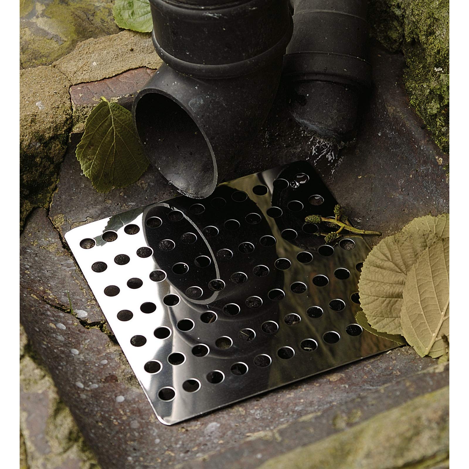 Burwells 2x Outdoor Drain Covers - 6" Stainless Steel Garden Drainage Covers - Gulley Grid Leaf Guard Hopper Lid Square Metal