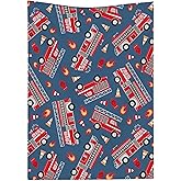 Fire Truck Blanket, Fireman Fire Engine Fire Helicopter Fire Plane Blankets, Gift for Girls Fire Truck Lover, 40"x50" Soft Lightweight Plush Throw Blanket for Couch Bed Sofa Decoration