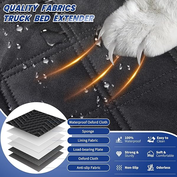 QINGTI TRUCK DOG SEAT COVER FOR FULL SIZE F150/RAM1500/SILVERADO, XXL DOG SEAT COVER FOR BACK SEAT FOR 2-4 LARGE DOGS, 400LBS CAPACITY, WATERPROOF & NON-SLIP BACK SEAT PROTECTOR FOR CREW CAB TRUCKS