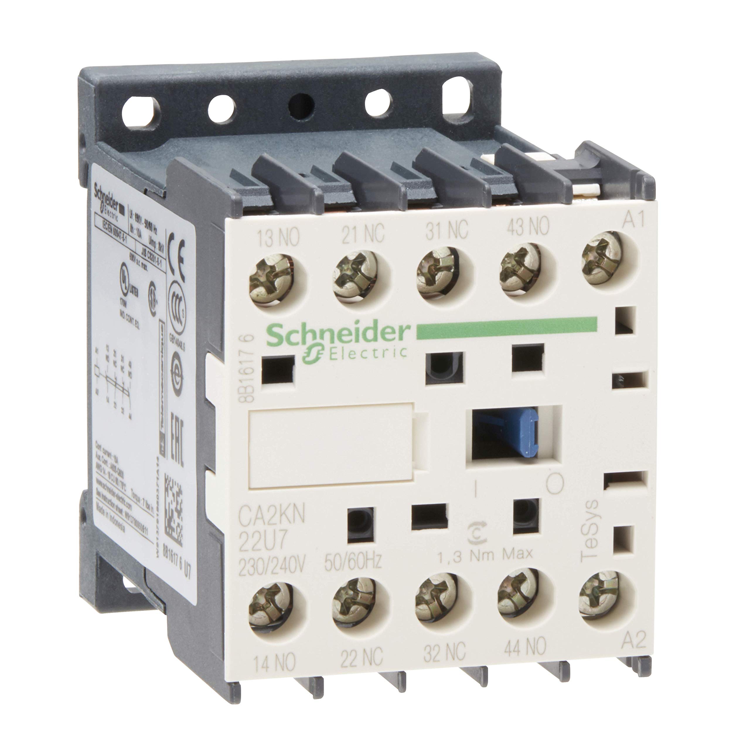 Schneider Electric, TeSys K control relay - 2 NO + 2 NC - <= 690 V - 230...240 V AC coil, CA2KN22U7