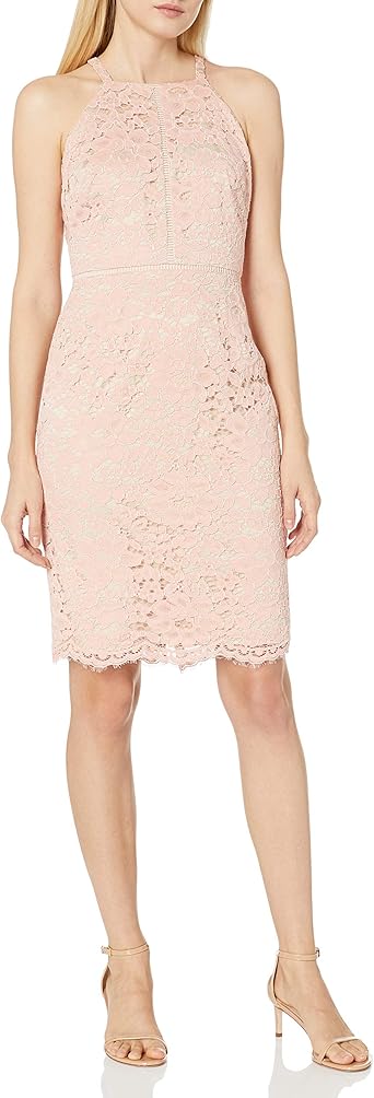 halter lace bodycon dress