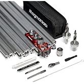 Upgrade Aluminum Profile Drill Guide Access Hole Drill Jig Step Drills | Drill Bushings Tapping Guide + Chamfer Tool, Ultimate Jig for Precision Aluminum T-Track Installation (Red-Black)