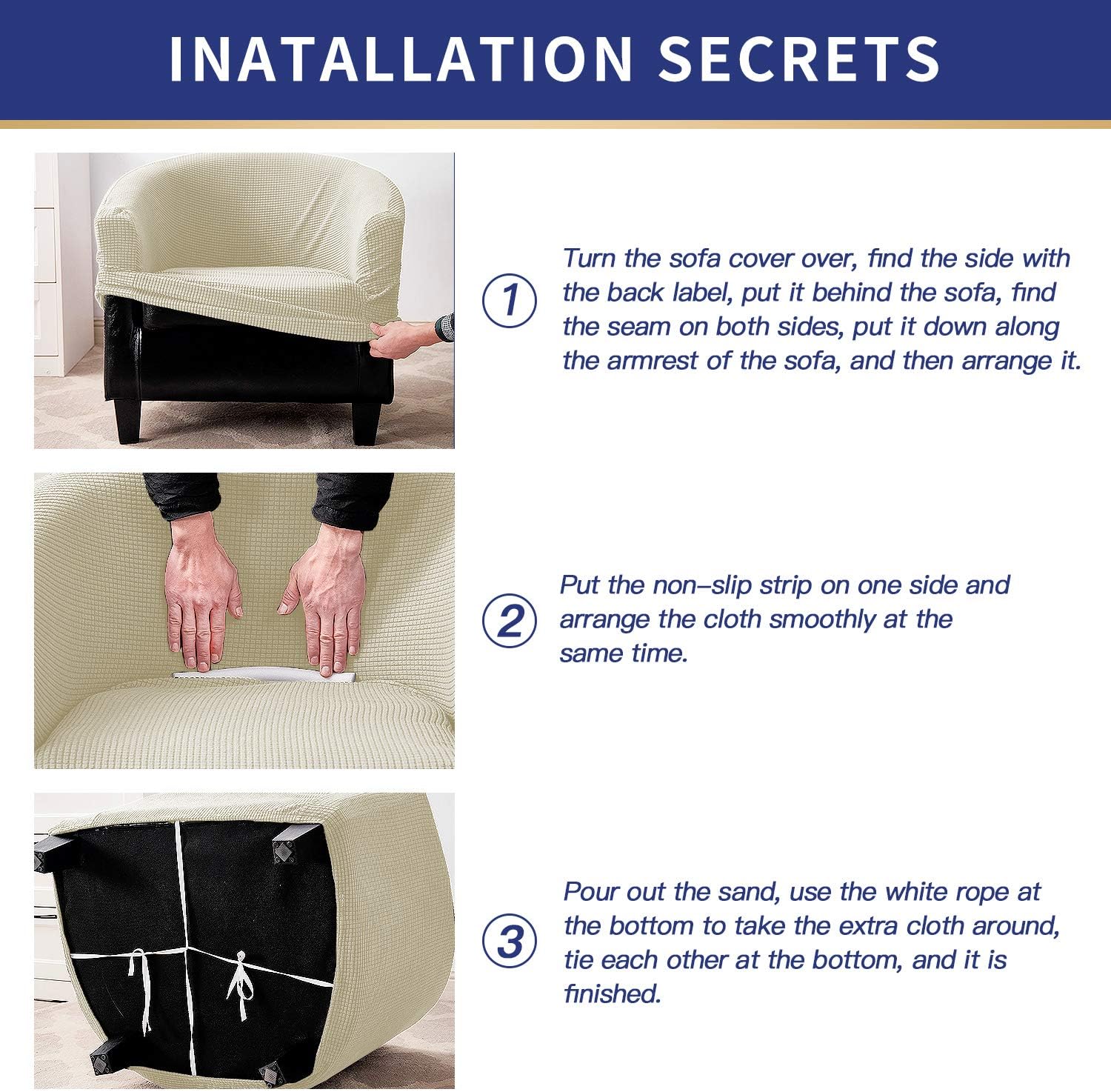 ZC MALL Club Chair Slipcovers,Stretch Armchair Covers,Sofa Cover Furniture Protector for Living Room Arm Chair Cover Jacquard Spandex Couch Covers(Club Chair,Ivory): Furniture & Decor