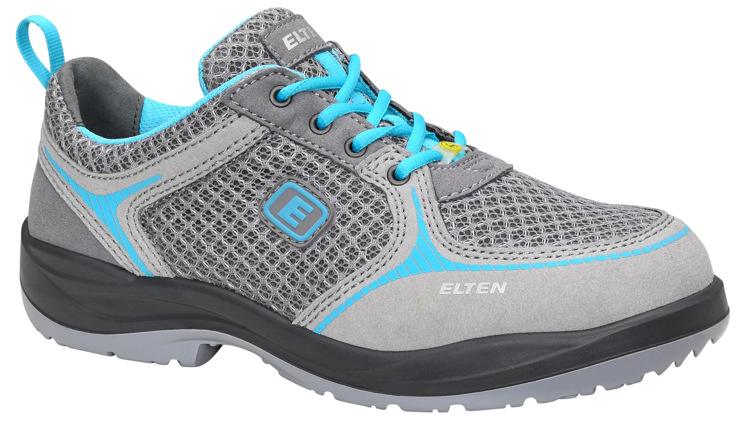 ELTEN Mila Aqua Low ESD S1 Women's Safety Shoes, Sporty, Lightweight, Grey/Aqua, Steel Toe Cap, Size 42