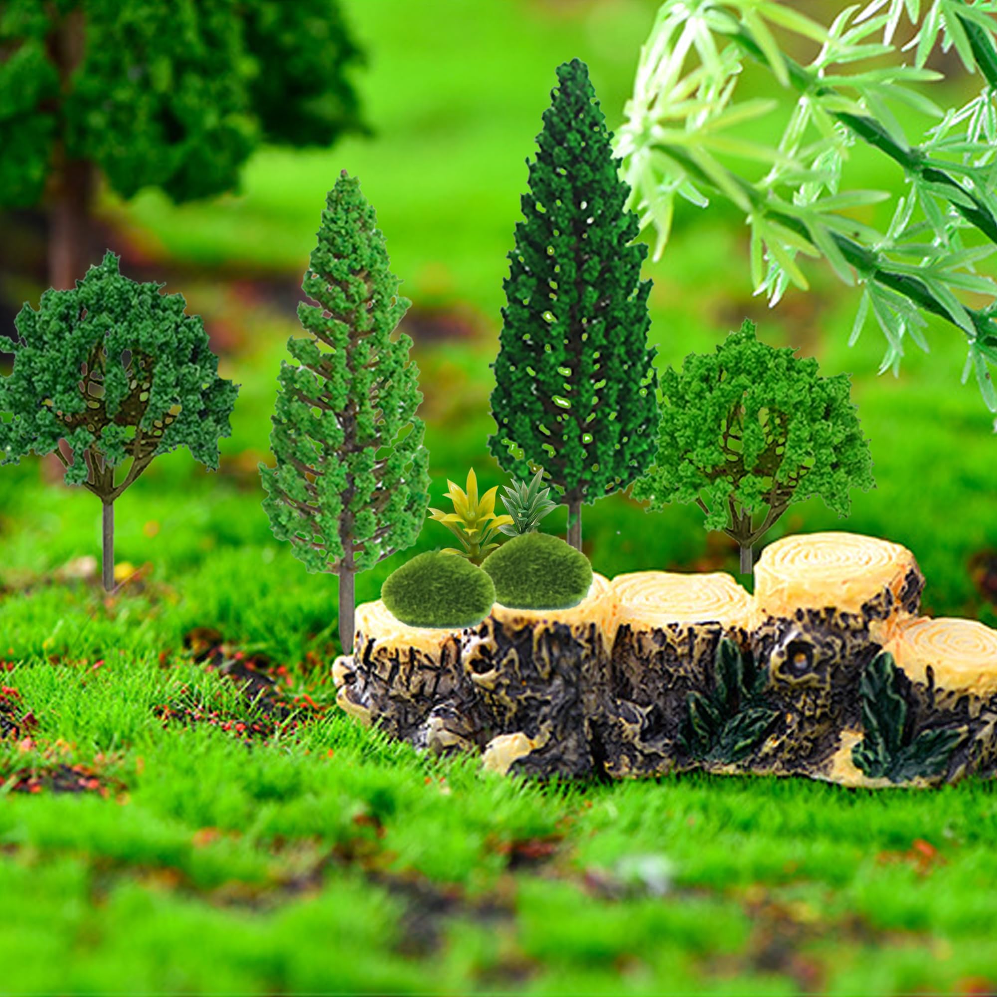 30 Pieces Model Trees Mixed 1.7-6 inch Fake Miniature Trees and Artificial Moss Rocks Diorama Architecture Mini Tress for Crafts Building Model Railway Scenery Landscape Supplies
