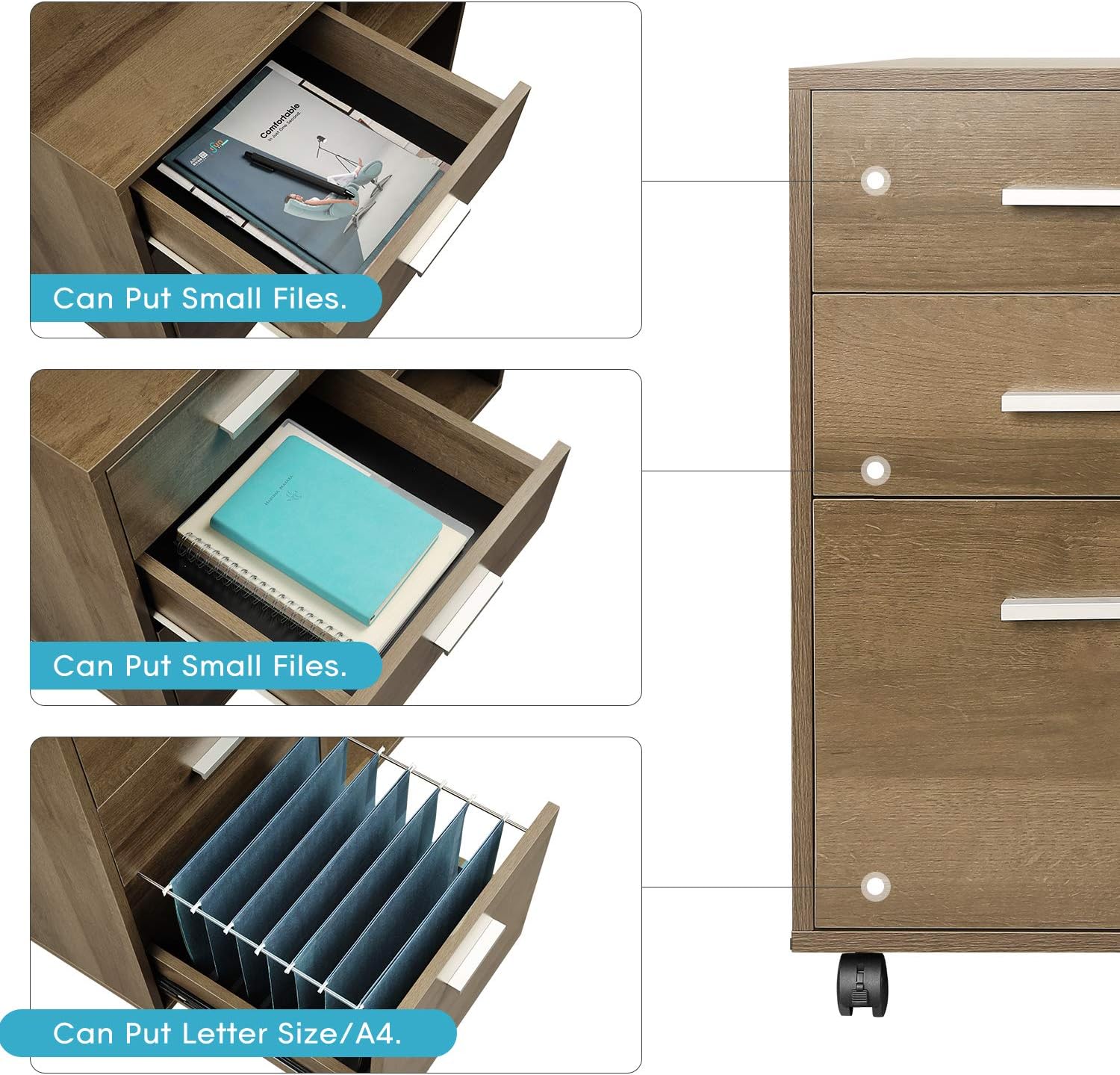 Amazon Com Devaise 3 Drawer Wood File Cabinet Mobile Lateral Filing Cabinet Printer Stand With Open Storage Shelves For Home Office Gray Oak Kitchen Dining