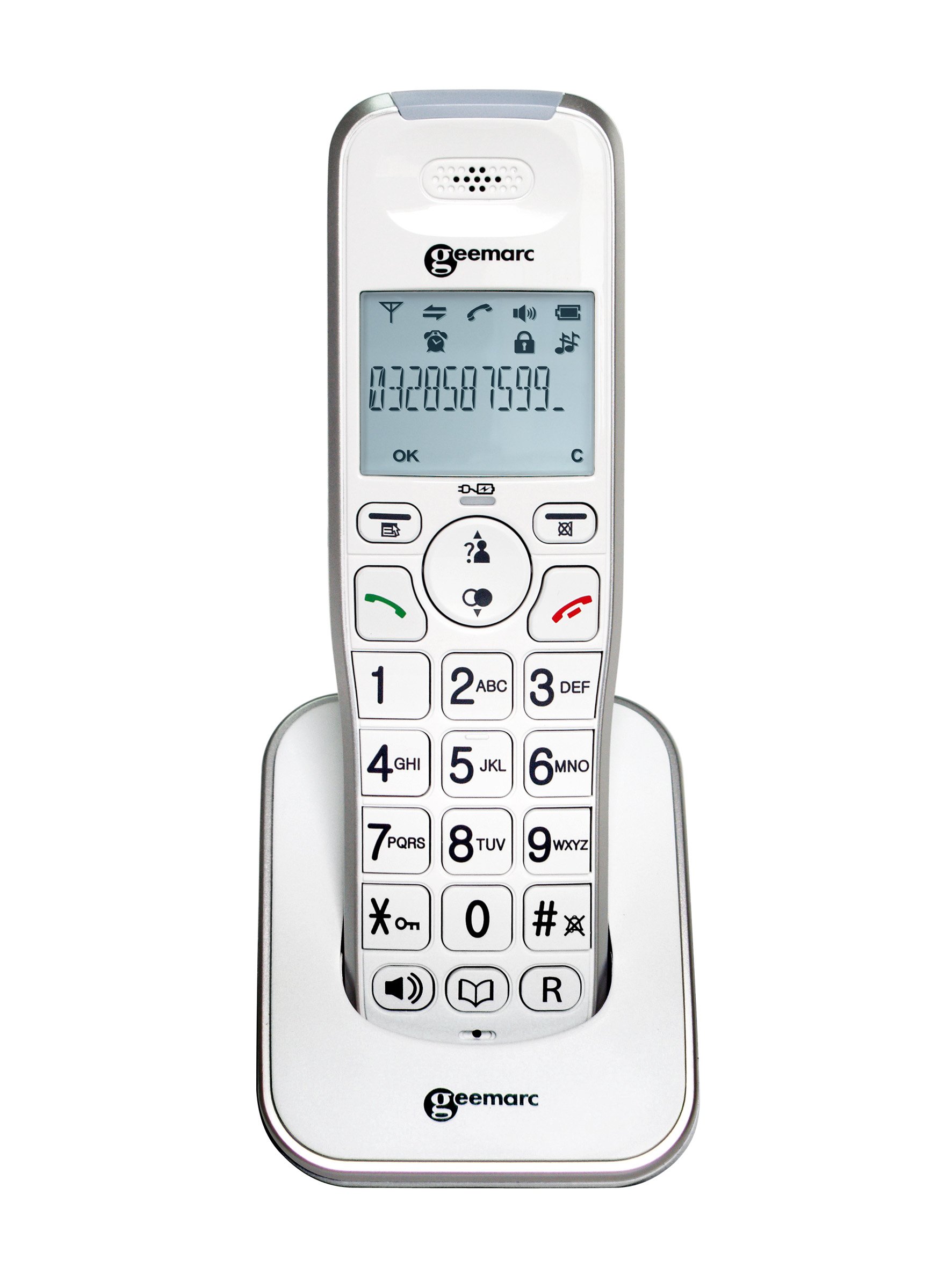 Geemarc Amplidect 295 HS - Additional Handset for Geemarc Amplidect Range with Extra Large Buttons - Main Base Unit Required - Low to Medium Hearing Loss - Hearing Aid Compatible - UK Version, White