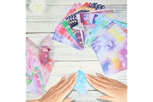 50 Sheets Double - Sided Colorful Origami Paper with Heart & Flower Patterns, for Origami, Scrapbooking, Card Making and Craf