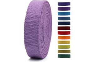 JACOB BICERRI 1" & 1.5'' & 2" Cotton Webbing - 5 Yards - 50+ Colors -%100 Natural Cotton Turkish Woven Heavy 1 Inch 1.5 Inch 2 Inch Canvas Webbing by The Yard for Sewing Straps Bag Climbing Indoors Craft DIY 11232