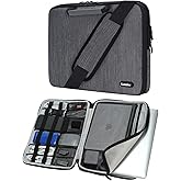 iCozzier 13-13.3 Inch Handle Laptop Briefcase Shoulder Bag Electronic Accessories Organizer Messenger Carrying Case with Shoulder&Luggage Strap - Grey