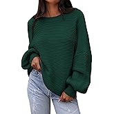 PRETTYGARDEN Womens Sweaters Fall 2025 Lantern Long Sleeve Oversized Sweater Casual Crewneck Chunky Knit Ribbed Pullover Tops
