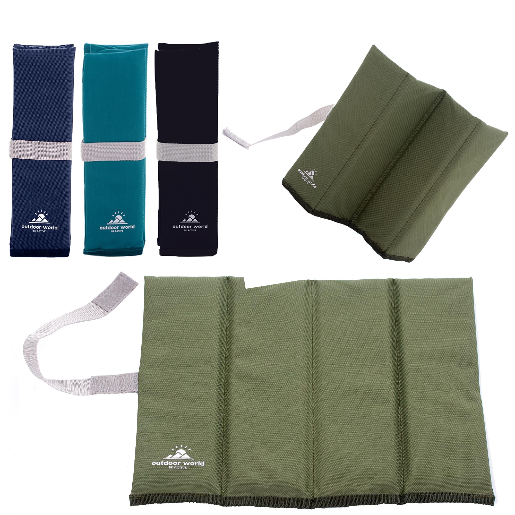 Outdoor World X-Large Folding Sit Mat – Lightweight Waterproof Foam Seat Pad for Camping, Hiking, Festivals & Picnics – Compact Foldable Cushion for Outdoor, Stadiums & Garden Use (Olive, X-Large)
