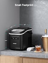 Hicozy Countertop Portable Ice Maker Self-Cleaning 6Mins 12KG/24Hrs Black view 8